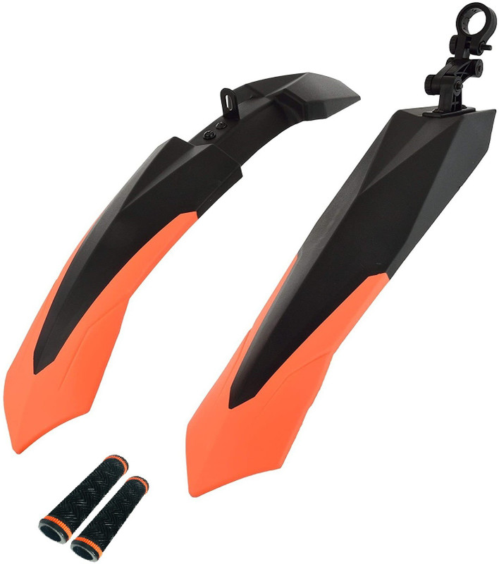ShreNik Cycle Mudguard For Bicycle Mountain Bikes with Grip Set Combo Dual Color Clip-on Front & Rear Fender(Orange, Black)