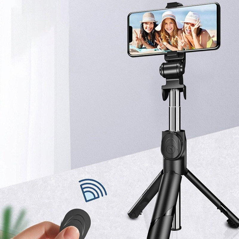 ftcome New Arrival XT-02 Tripod Selfie Stick, Extendable Selfie Stick with Tripod Stand and Detachable Wireless Bluetooth Remote, Ultra Compact Selfie Stick for Mobile Tripod Tripod, Tripod Kit, Monopod, Monopod Kit, Tripod Ball Head, Tripod Bracket, Tripod Clamp(Black, Supports Up to 400 g)