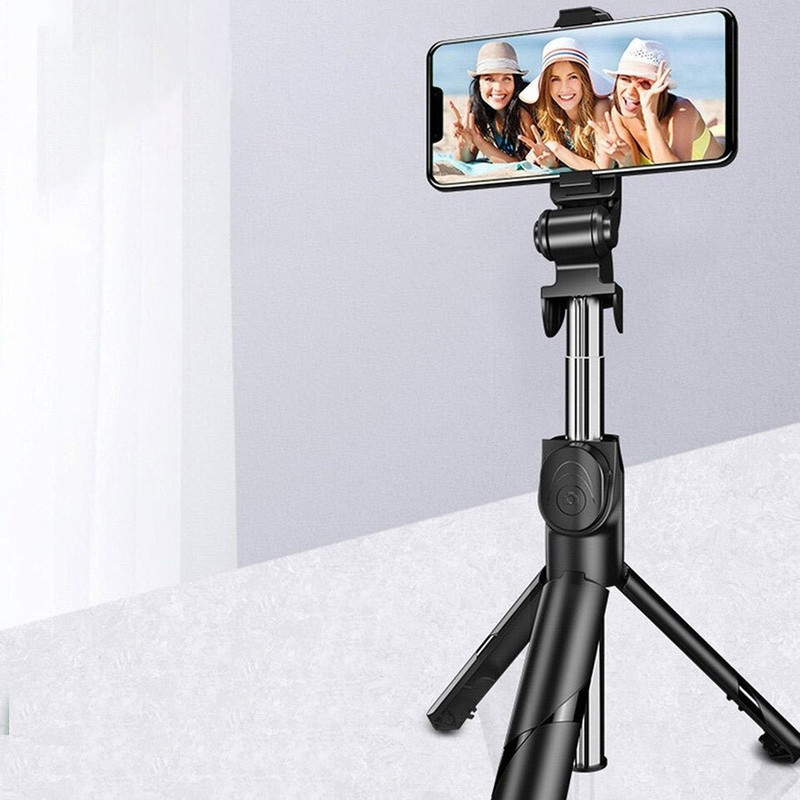ftcome New XT-02 Selfie Stick, Extendable Selfie Stick with Tripod Stand and Detachable Wireless Bluetooth Remote, Ultra Compact Selfie Stick for Mobile Tripod Tripod, Tripod Kit, Monopod, Monopod Kit, Tripod Ball Head, Tripod Bracket, Tripod Clamp(Black, Supports Up to 400 g)