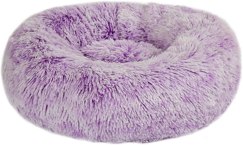 Jubilant Fluffy Pet Bed, Self-Warming Faux Fur Round Donut Cuddler Bed for Dog, Cat (Purple)… XL Pet Bed(Purple)