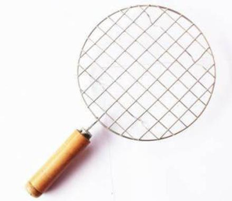 VIGRAH VIGRAH ROUND Jari Roti jali Roast Grill Papad Roaster Grill Chapati Toast Grill Wooden Handle jali barbecue "Heat resistant. 1 kg 1 kg Roaster(Silver)