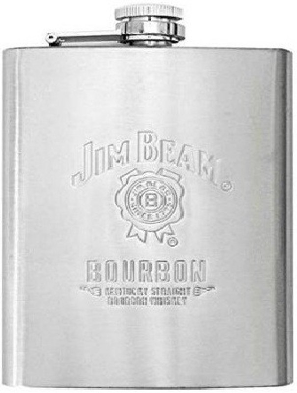DITCAFOS Jim Beam Stainless Steel Silver Hip Flask Whiskey Vodka Wine Alcohol 236ml (8oz) Hip Flask(236 ml)