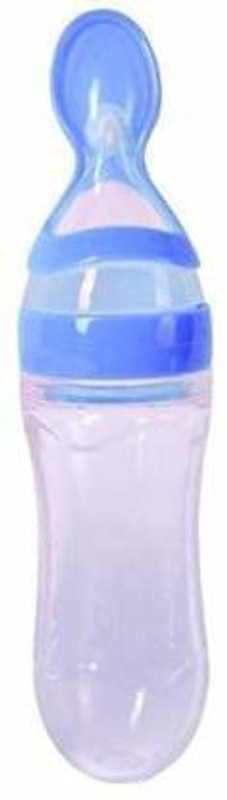 Vadhavan Little Angle-Infant Baby Squeezy Food Grade Silicone Bottle Feeder with Soft Silicon Baby Feeding Used for Semi Solid |Spoon Feeder| Ceralac Feeder| Rice Paste Milk Food Feeder Feeder(Blue)