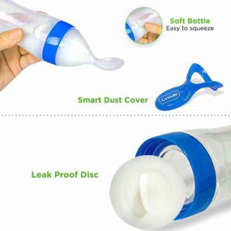 Vadhavan Silicone Spoon Bottle Feeder with Soft Silicon for Baby Feeding Specially Used for Semi Solid - 90 ml Feeder(Multicolor)
