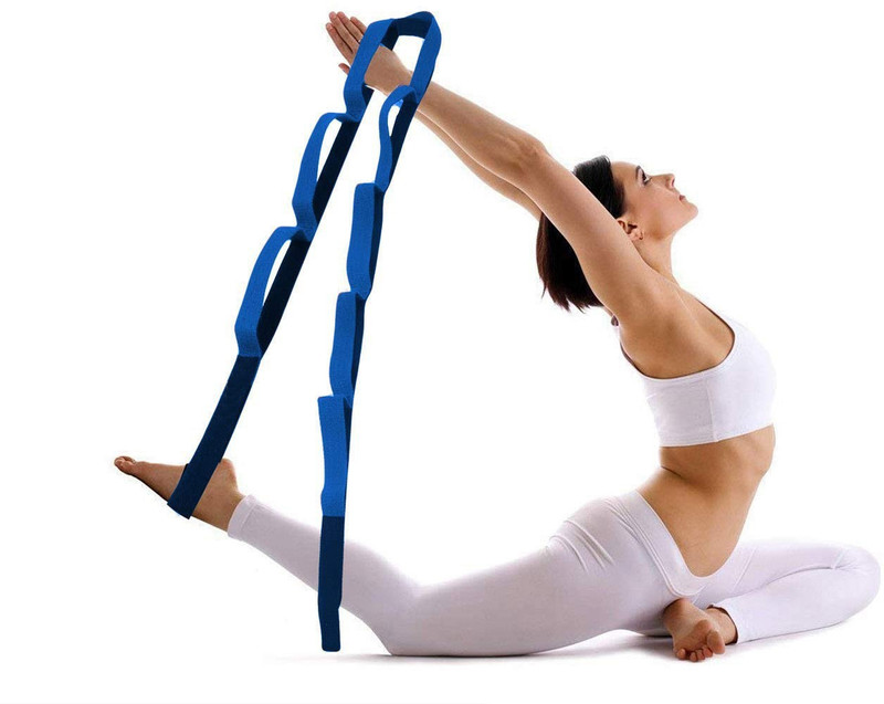 Leosportz 8 Loop Yoga Strap Made from Durable Nylon Cotton Yoga Strap(Blue)