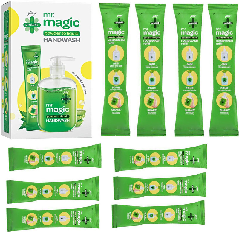 Godrej Magic powder to Liquid handwash 9X8ml Hand Wash Pouch(9 x 8 ml)
