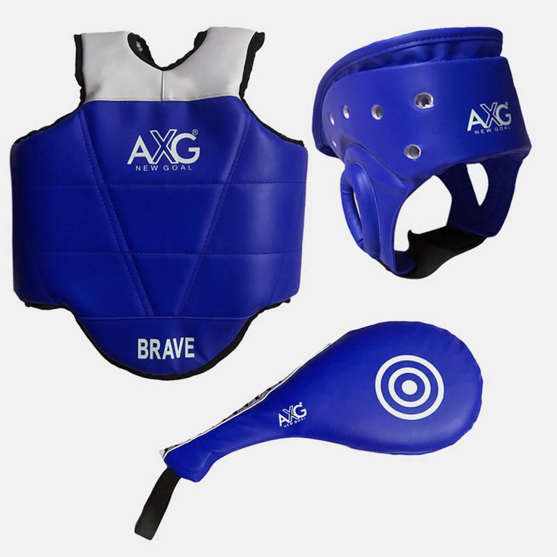 AXG NEW GOAL Taekwondo Equipment Kit (Pad, Chest Guard & Head Guard) For MMA Kick Boxing And Other Martial Arts 4-9 yrs Boxing Kit