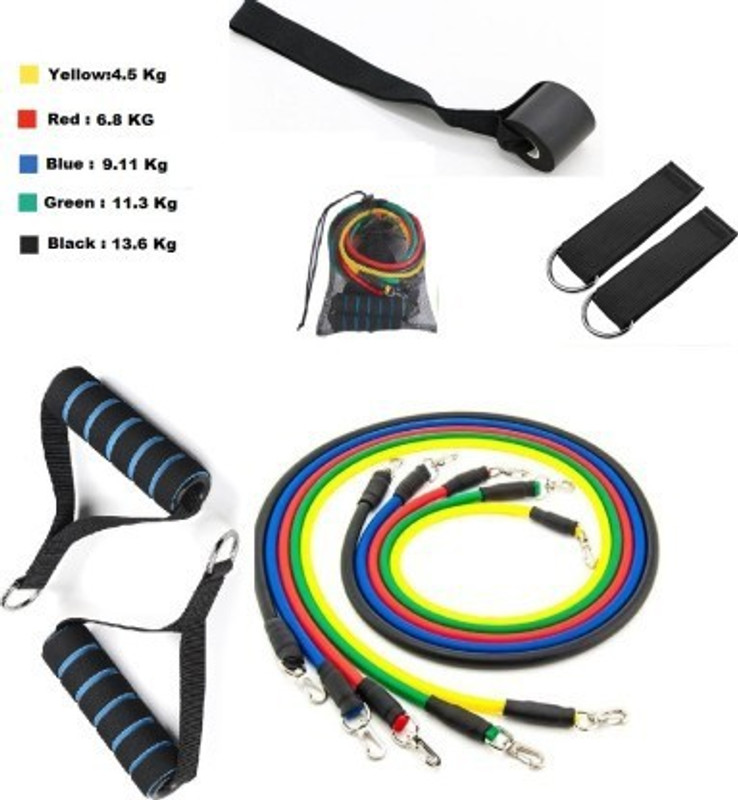 Shopeleven RESISTANCE BAND SET 5 Level Resistance Bands Set toning tube Resistance Tube(Multicolor)