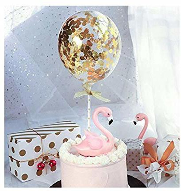 RG Accessories Balloon Theme Cake Topper Golden Confetti Balloon Cak topper Cake Topper(Golden Pack of 1)