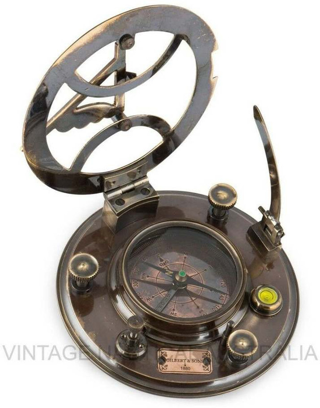Ascent India Brass Round Sundial Compass Antique Vintage Gift Compass(Brown)