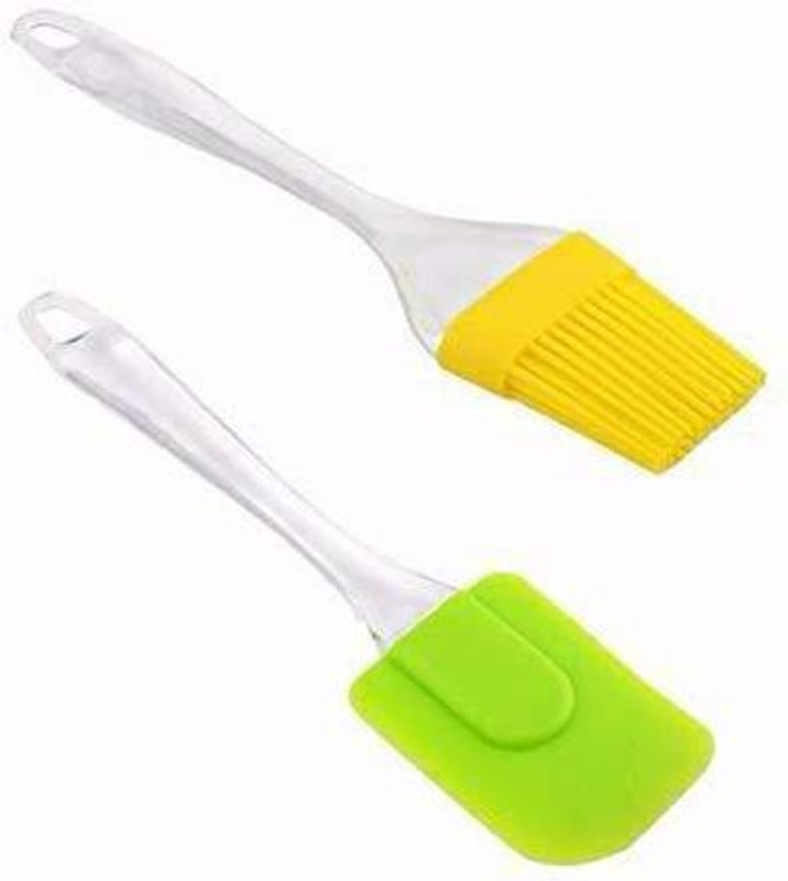 ARNAH TREASURE Good Quality Silicone Spatula Brush Set - For Cake Mixer, Decorating, Cooking,(1 Brush+1 Spatula) Silicone Flat Pastry Brush(Pack of 2)