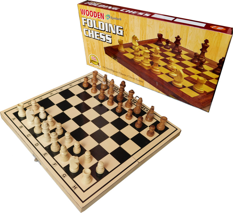 Synlark 12 Inch Wooden Foldable Chess Board, Indoor & Outdoor Brain Game for Kids&Adults Strategy & War Board Game