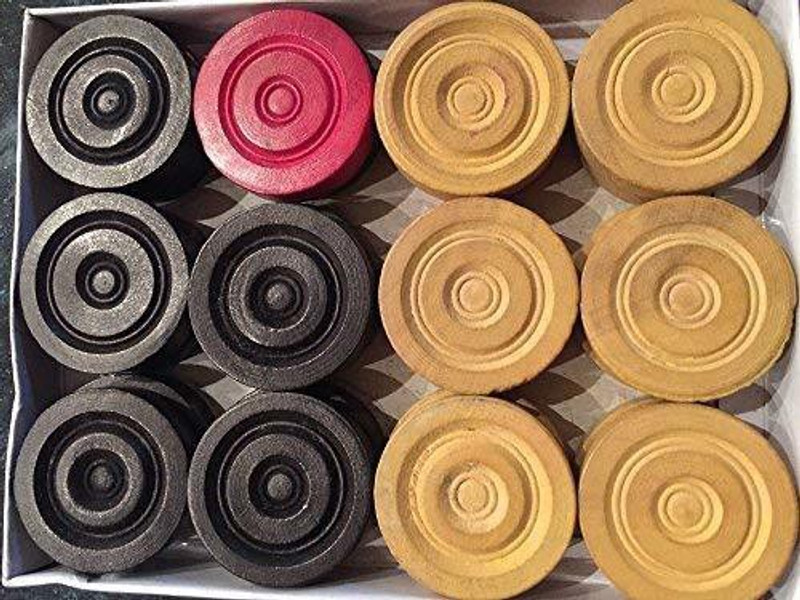 KURFF 24 Carrom coins with 1 Striker Carrom Board Game Accessories Carrom Pawns(Pack of 24)