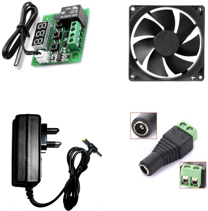 TechSupreme Best Combo For Diy Incubator W1209 + 12v 2Amp Adapter + 2 Piece fan For Diy Incubator Electronic Components W1209 thermostat Electronic Components Electronic Hobby Kit