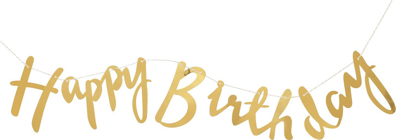PARTY MIDLINKERZ Golden Happy Birthday Banner/Birthday Banner/50th Birthday Decoration Banner Banner (Pack of 1) Banner(4 ft, Pack of 1)