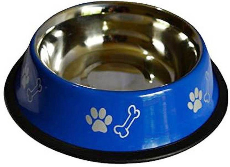ALCAZAR ALC Dog Round Steel Pet Bowl (450 ml Blue) Round Steel Pet Bowl(450 ml Blue)