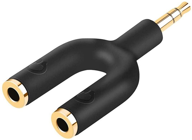 SANNO WORLD Black Headphone Splitter Adapter,Aux Stereo Y Jack Splitter Adaptor 3.5mm Male to 2 Port 3.5mm Female for Headset,Earphone, iPhone,iPad,iPod, Samsung, LG, Tablets, MP3 Players&More, Black Phone Converter(Android)