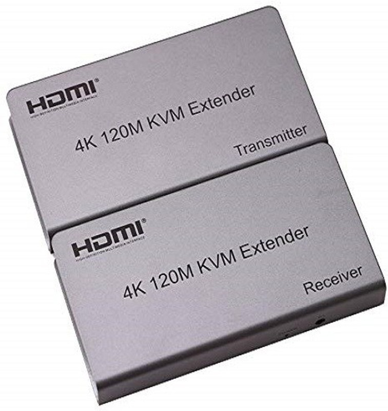 techut 4K 120M HDMI KVM Extender Transmitter Receiver Over Cat5/5e/Cat6 RJ45 Ethernet Media Streaming Device(Silver)