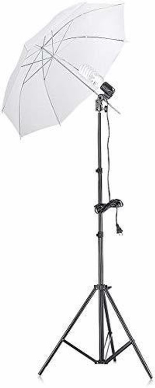 WON 3pcs Set of Umbrella White 80CM + Portable Foldable Umbrella Flash Photo Video Studio Lighting Photography Stand + Umbrella and Bulb Holder Tripod (Black, Supports Up to 2000 g) (Bulb Not Included) Tripod(Black, Supports Up to 2000 g)