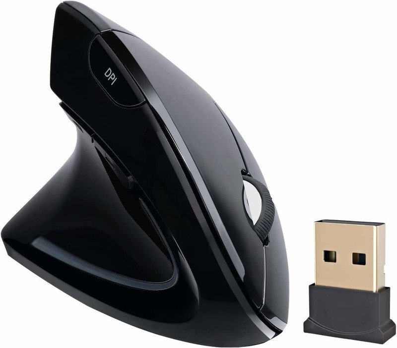 microware Ergonomic Mouse, Wireless Mouse 2.4ghz Optical Vertical Wireless Mice : Left Handed Mouse, Wireless 2.4G USB Left Hand Ergonomic Vertical Mouse, Less Noise - Black Ambidextrous Optical Gaming Mouse With Bluetooth(2.4GHz Wireless, Black)