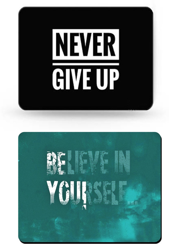 SMULY MOUSEPAD COMBO PACK OF 2 ( NEVER GIVE UP AND BELIVE IN YOURSELF Non Slip Base Mousepad(Multi 7)