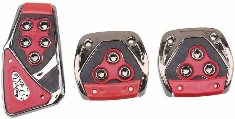 JAINFAM 3 Pcs Sports Anti-Skid Car Pedals (Manual Shift) kit Pad Covers Set (Red Car Pedal