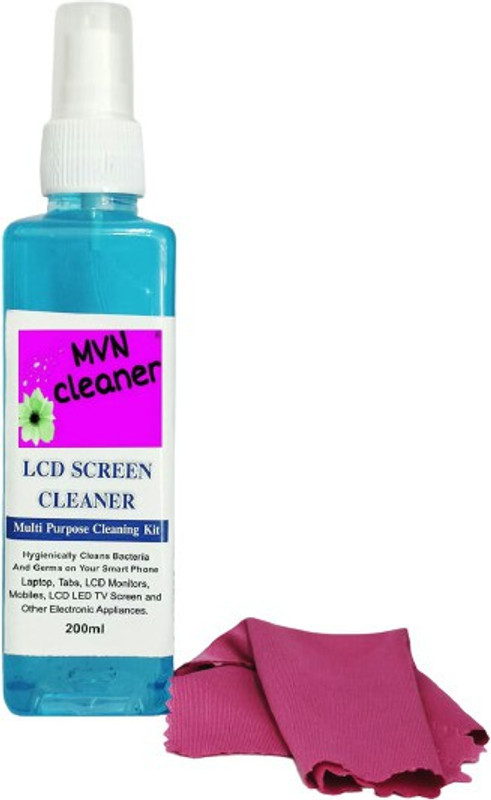 MVN CLEANER LCD SCREEN CLEANER 200 ML CLEAN/FLAT NORMAL SCREEN LED TV, LCD, LAPTOP, GAMING TABLET, CAMERA, WITH 1 MICROFIBRE CLOTH for Laptops, Mobiles, Gaming, Computers(200 ML LIQUID CLEANING ACCESSORIES WITH BOX)