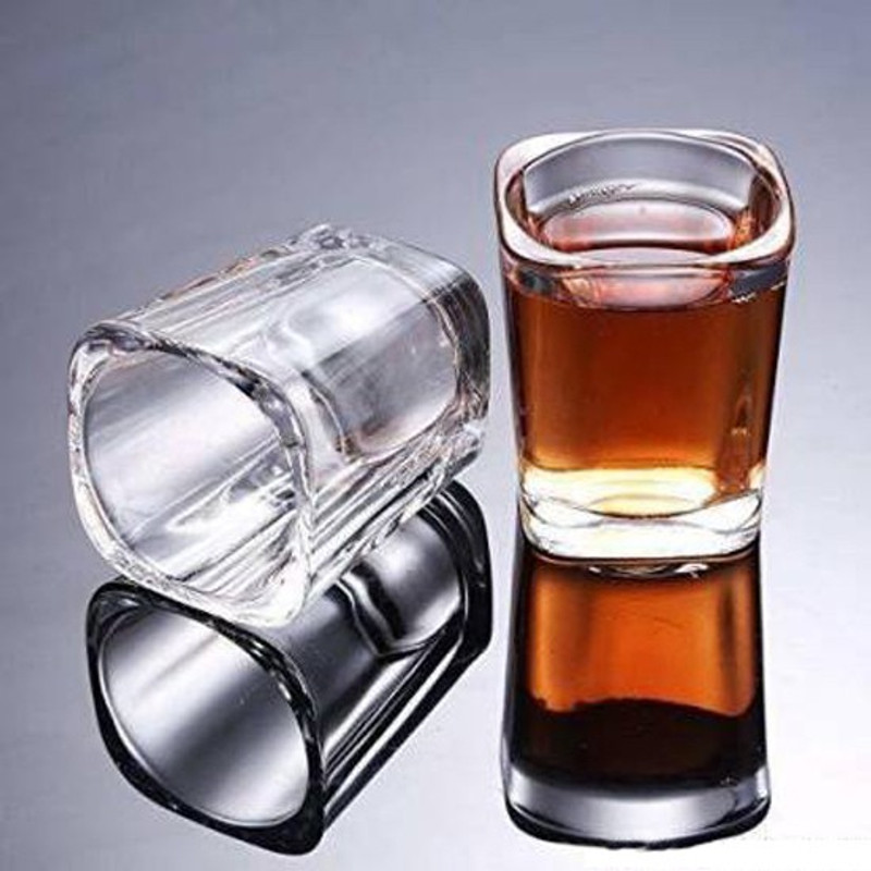 Verma (Pack of 2) New Square Shape SHOT Glass-A2 Glass Shot Glass(50 ml, Glass, Clear)