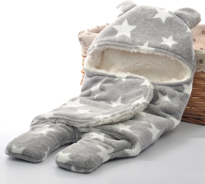 BRANDONN All season Use- Supersoft , Double Layered Premium Quality , Baby Wrapper Cum Baby carrier Bag Cum baby Blanket Sleeping Bag(Grey)