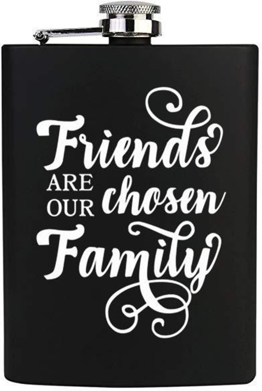 TRAQ FRIENDS ARE OUR CHOSEN FAMILY ENGRAVED STAINLESS STEEL POCKET LIQUOR FLASK STAINLESS STEEL Hip Flask(230 ml)