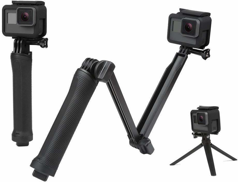 Axcess 3-Way Monopod Grip Stabilizer Mount for GoPro Hero 11/10/9/8/7/6 Action Camera Tripod(Black, Supports Up to 500 g)