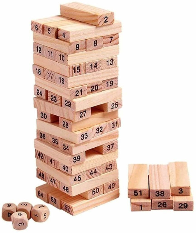 AEXONIZ TOYS Wooden Zenga Stacking & Balancing Building Block Game for 3-10 Year Old Kids(Multicolor)