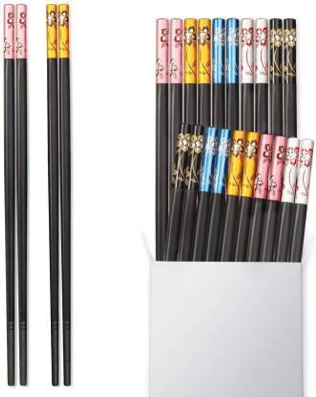 BANQLYN Eating Wooden Japanese Chopstick(Multicolor Pack of 10)