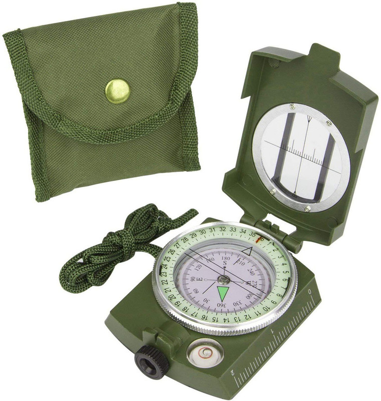 CASON Waterproof Metal Lensatic Prismatic Army Navigator For Directions Military Compass(Green)