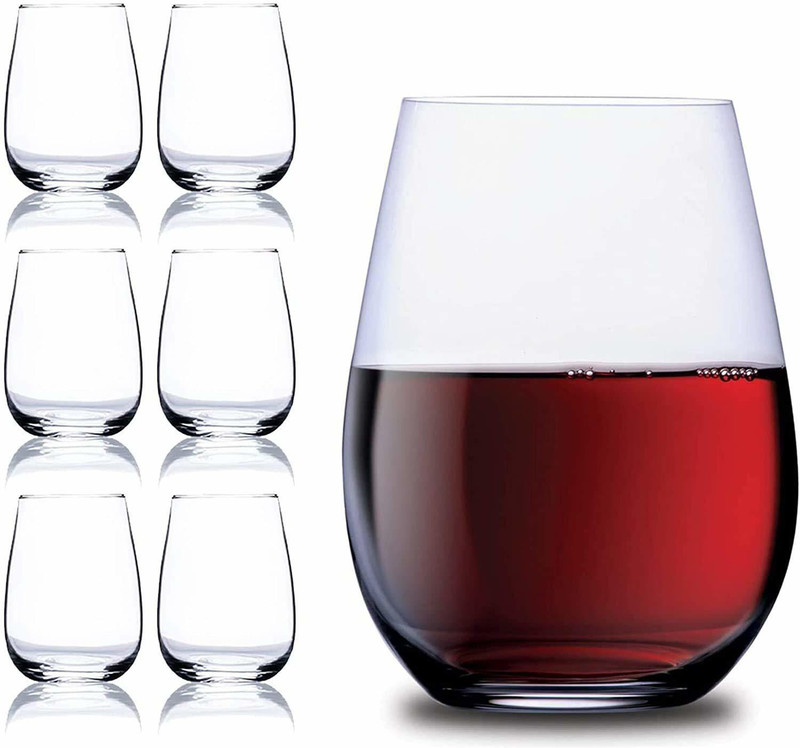 FULKIZA (Pack of 6) Stemless Wine Glass ( 400 ML ) Set Of 6 Glass Set Whisky Glass(400 ml, Glass, Clear)