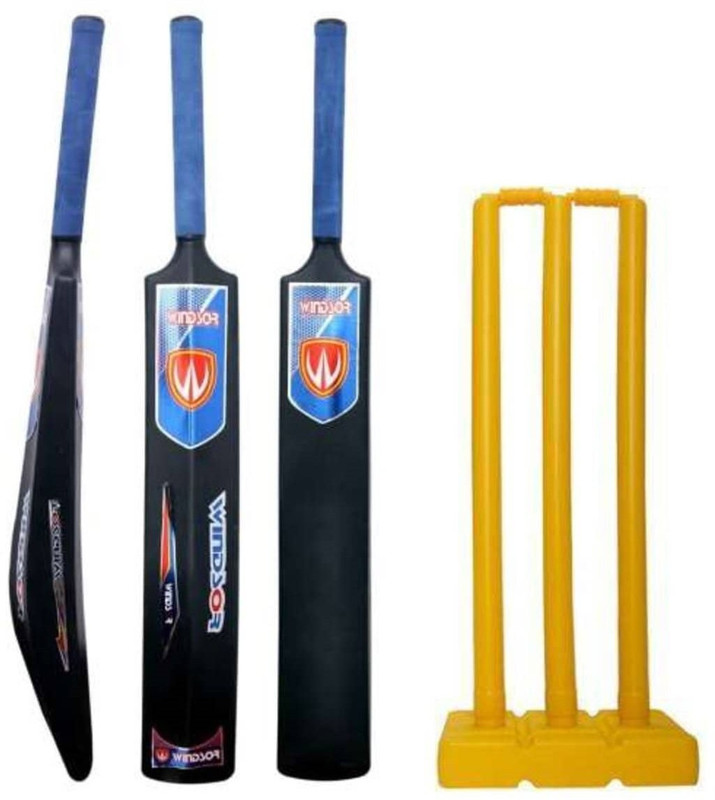 Windsor AB Plastic Bat Ball ,1 Plastic Bat Size 6 , Plastic Bat With 3 Stumps and 3 Red Tennis Ball, Cricket Kit Cricket Kit