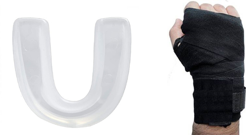 Monika Sports Pair of Boxing Handwrap + 1 Mouth Guard Boxing Kit