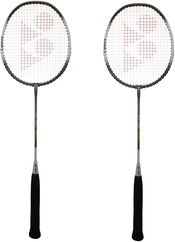 YONEX ZR 100 LIGHT (Dark Charcoal) Black, Silver, Grey Strung Badminton Racquet(Pack of: 2, 90 g)