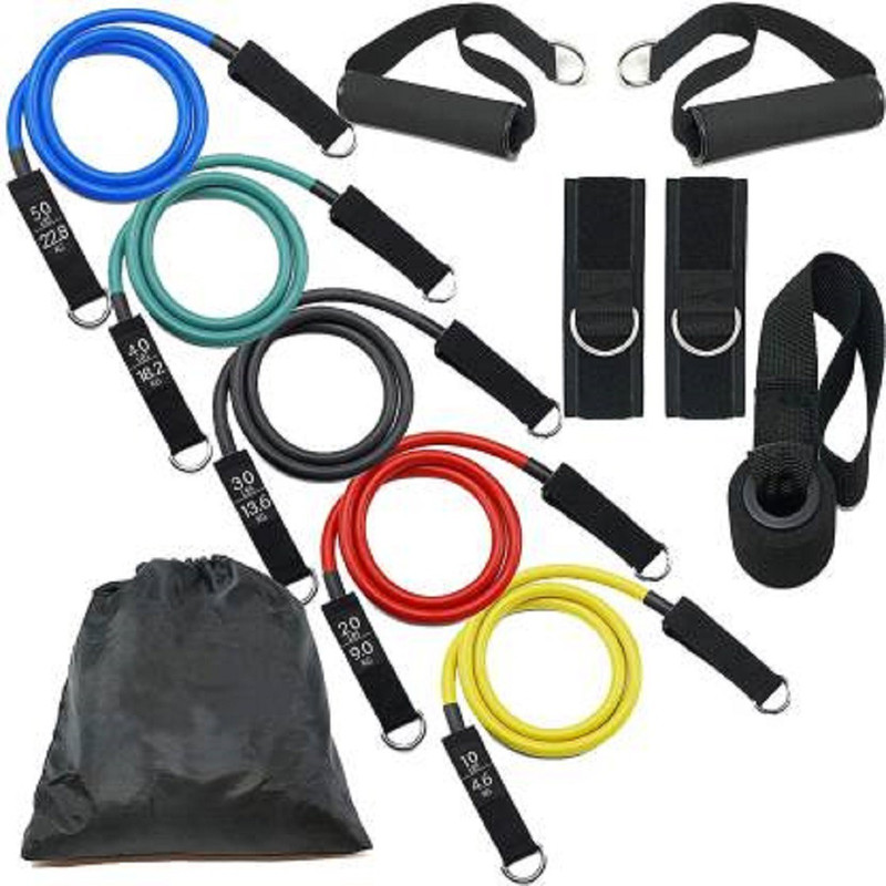 eSportic fikshied 11 Pcs resistance band home workout gym exercise training men & women Fitness Accessory Kit Kit