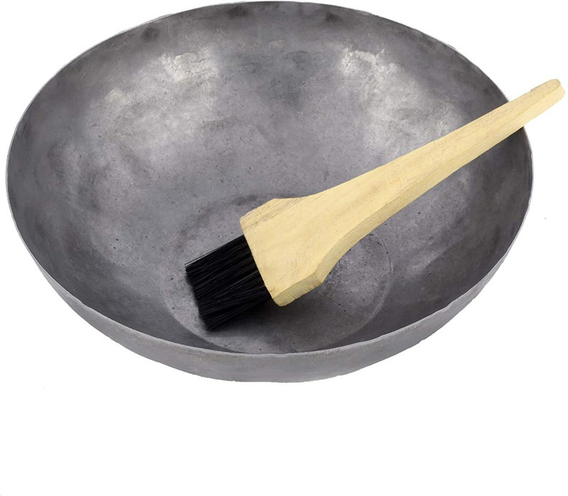 RBY Iron Mixing Bowl Iron Heena Bowl/Mehendi Paste Bowl for Mehendi/Hair Color Bowl(8.5 inches) with Free Wooden Hair Brush(Pack of 1, Silver)