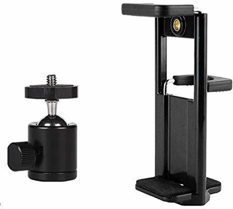 Aklin Boky Tripod Ball Head with IPad Tablet Mobile Holder Dual Side Bracket clip Mount Adapter Tripod Ball Head, Tripod Bracket(Black, Supports Up to 900 g)