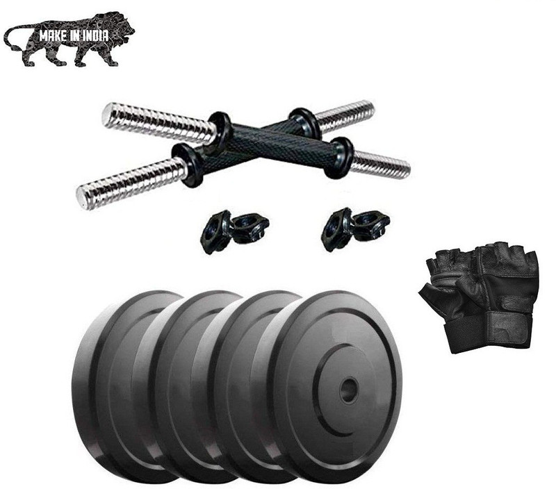 BEACON INTERNATIONAL DUMBBELL SET WITH 10KG RUBBER WEIGHT ,RODS N GYM GLOVES Adjustable Dumbbell(11 kg)