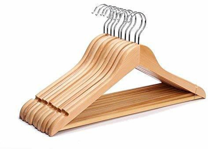 NIL PLASTIC Wooden Hanger for Clothes Hanging | Hangers for Wardrobe and Cupboard Plastic Shirt Pack of 6 Hangers For Shirt(Brown)