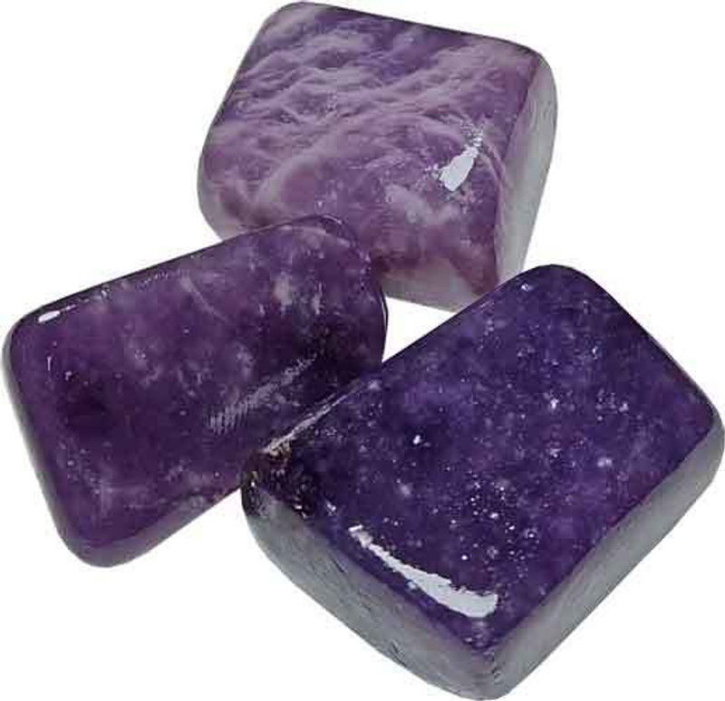 ALDOMIN Lepidolite Tumble 3 Pc Polished Rectangular Crystal Pebbles(Purple 3 Pieces)