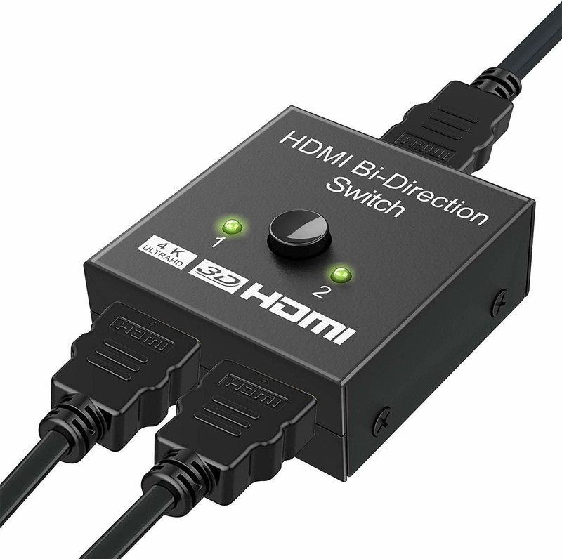 Nsinc  TV-out Cable 2 Port 2 in 1 bidrectional HDMI Switch Cum Splitter, 2 Port HDMI Switch Switcher, 2 in 1 Out and 1 in 2 Out, Supports 4K 2K 3D Full HD 1080p, Latest 2019 Arrival(Black, For Laptop)