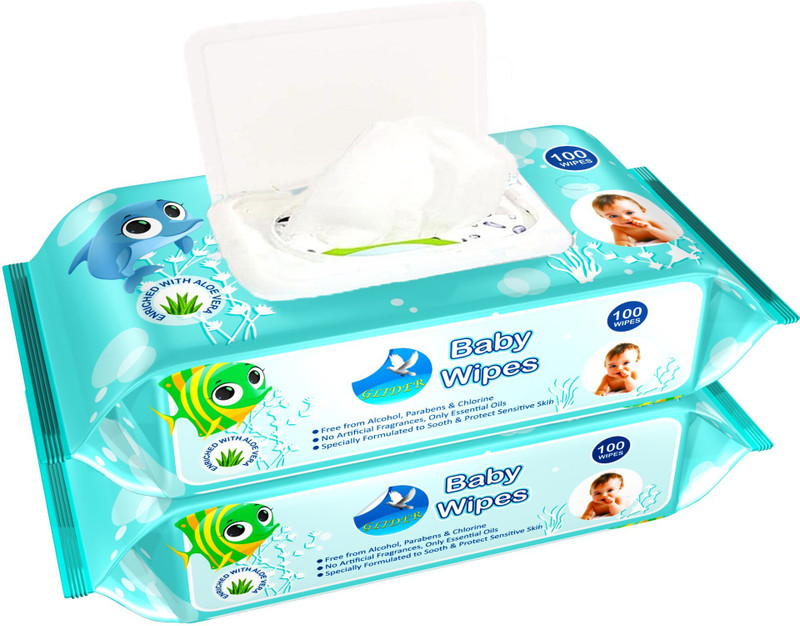 GLIDER BABY WIPES ( 100 Pcs x 2 Pack) (200 Pieces)(200 Wipes)