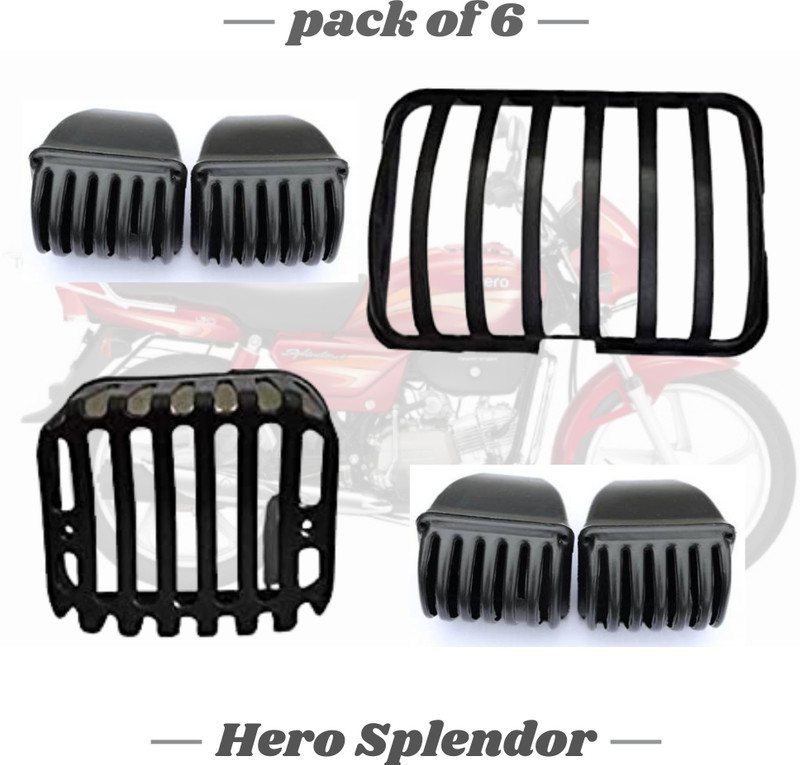 Zaprox Pvc Lendor 6 Set GRL Bike Headlight Grill (Black) Bike Headlight Grill(Black)