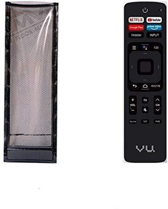 LUNAGARIYA Flip Cover for VU LED with Netflix, Google Play, Prime Video and YouTube Function TV Remote Control(Black, Artificial Leather)