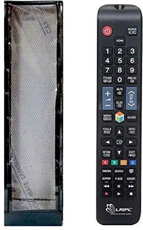 LUNAGARIYA Flip Cover for Protective Case for Samsung LCD/led Remote Control Pouch Cover Holder PU Leather Cover Holder(Black, Artificial Leather)