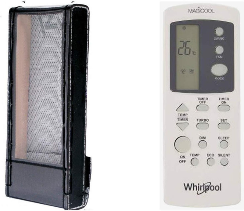 LUNAGARIYA Flip Cover for Protective Cover for Whirlpool AC Remote Control, PU Leather Cover Holder(Black)